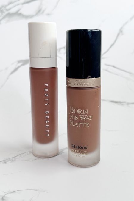 The two foundations I use. Too Faced Born This Way Matte 24 Hour Foundation in shade Tiramisu
Fenty Beauty Pro Filt'r Soft Matte Longwear Liquid Foundation in shade 470

#LTKbeauty