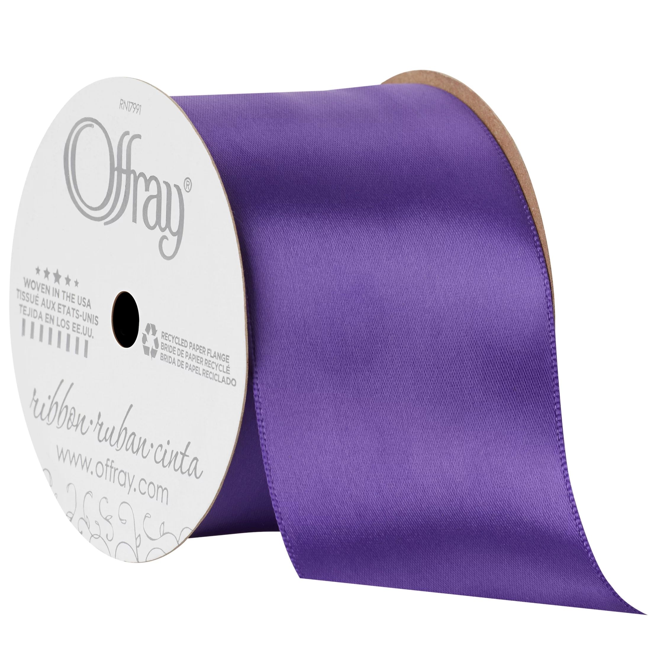 Offray Ribbon, Regal Purple 2 1/4 inch Single Face Satin Polyester Ribbon, 9 feet | Walmart (US)