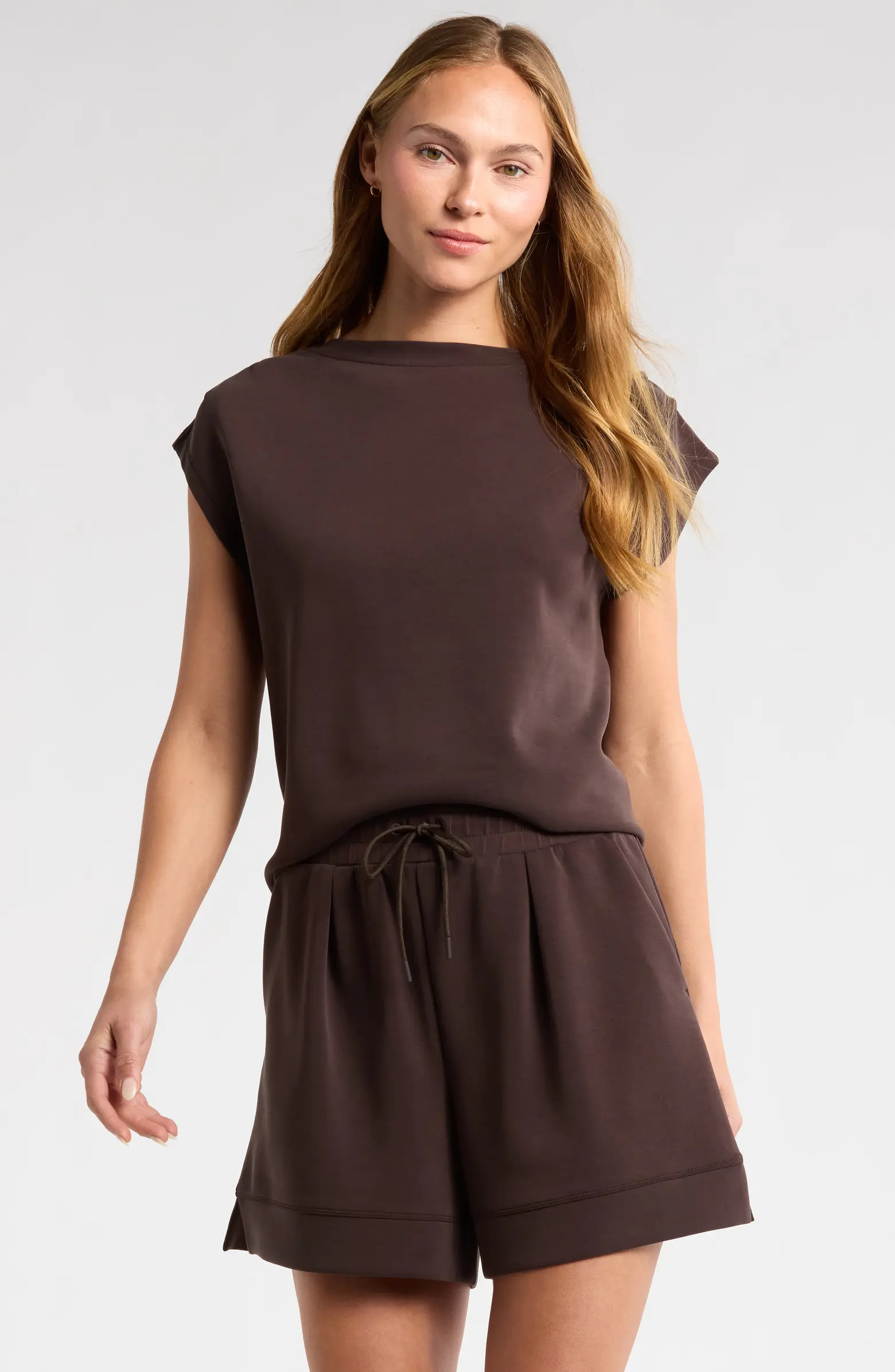 Ultra Soft Scuba Gathered Shoulder Top | Nordstrom