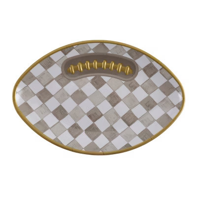Cook With Color Checkered Football Serving Plate Cream | Target