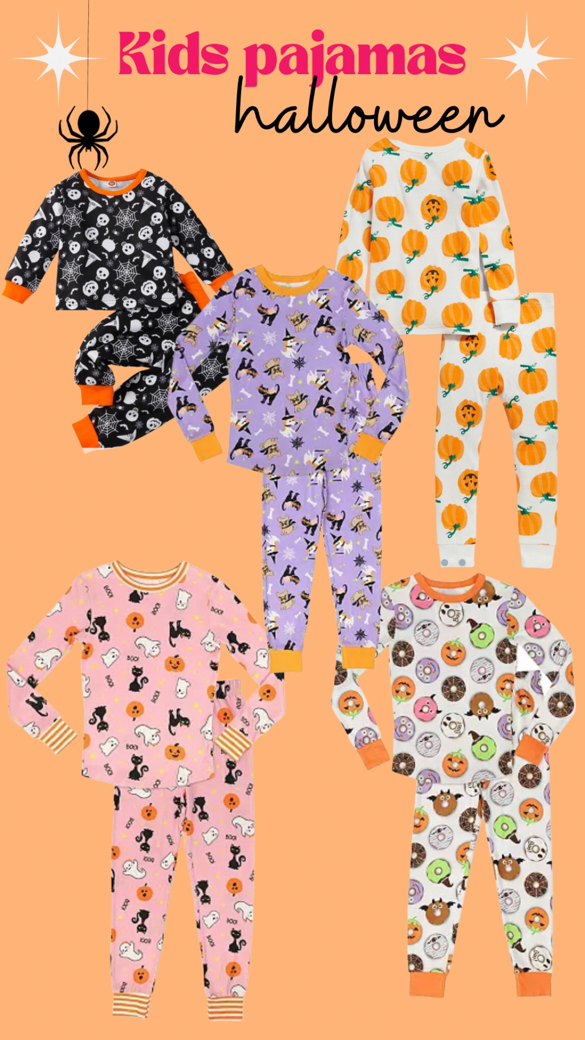 Halloween pajamas for kids - sizes 2T, 3T,  4, 5, 6, 7, 8 - colorful fun kids pajamas fall designs Halloween donuts and ghosts pumpkins 

#LTKkids #LTKunder50 #LTKSeasonal