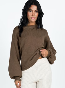Harmony Knit Sweater Dark Brown | Princess Polly US