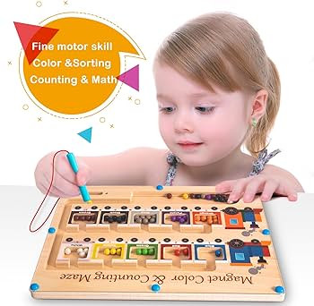 Magnetic Color and Number Maze Board Wooden Montessori Fine Motor Skills Toys for 2 3 Year Old Pr... | Amazon (US)