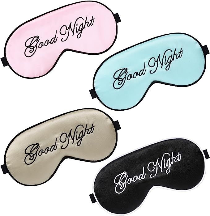 4 Pieces Silk Sleep Mask Eye Mask Soft Blindfold Eye Cover Eyeshade Sleeping Eye Mask Cover with ... | Amazon (US)