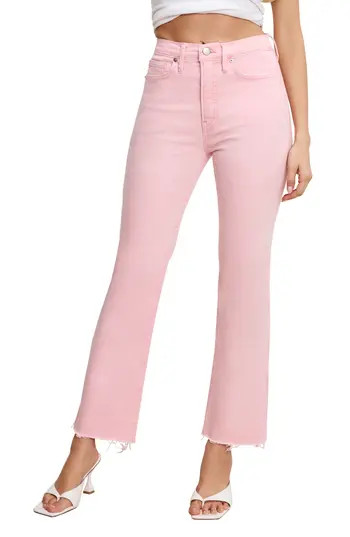 Good American Good Standard Raw Hem Kick Flare Jeans in Flamingo003 at Nordstrom Rack, Size 10 | Nordstrom Rack