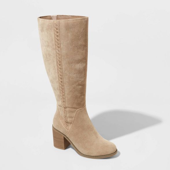 Women's Sunset Heeled Knee High Fashion Boots - Universal Thread™ Taupe | Target