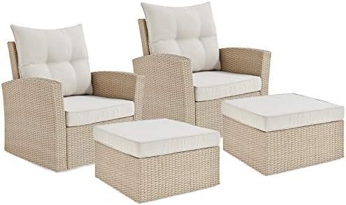 Alaterre Furniture Canaan All-Weather Wicker Outdoor Seating Set Chairs and Two Large Ottomans, C... | Amazon (US)