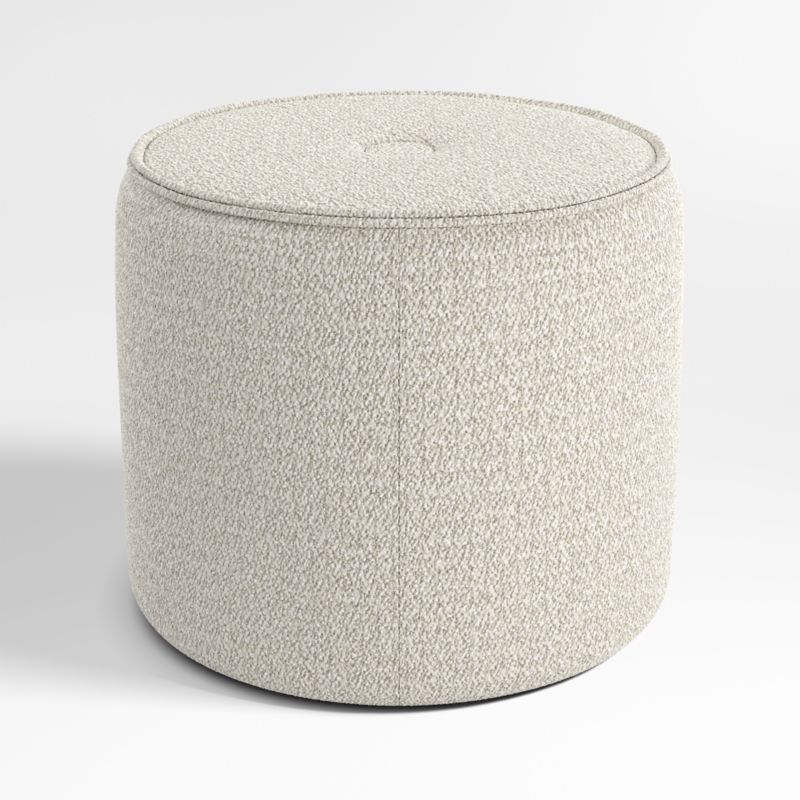 Fireside Small Round Upholstered Ottoman | Crate & Barrel | Crate & Barrel
