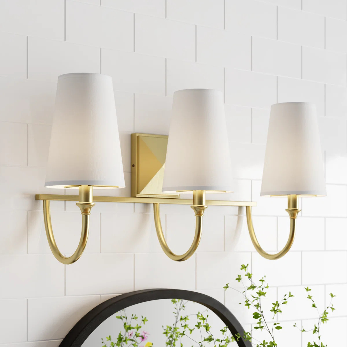 Payson 3-Light Dimmable Vanity Light in Warm Brass | Wayfair North America
