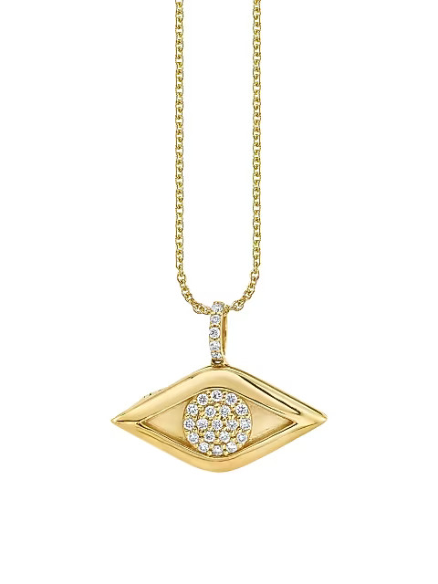14K Yellow Gold & Diamond Evil Eye Locket Necklace | Saks Fifth Avenue