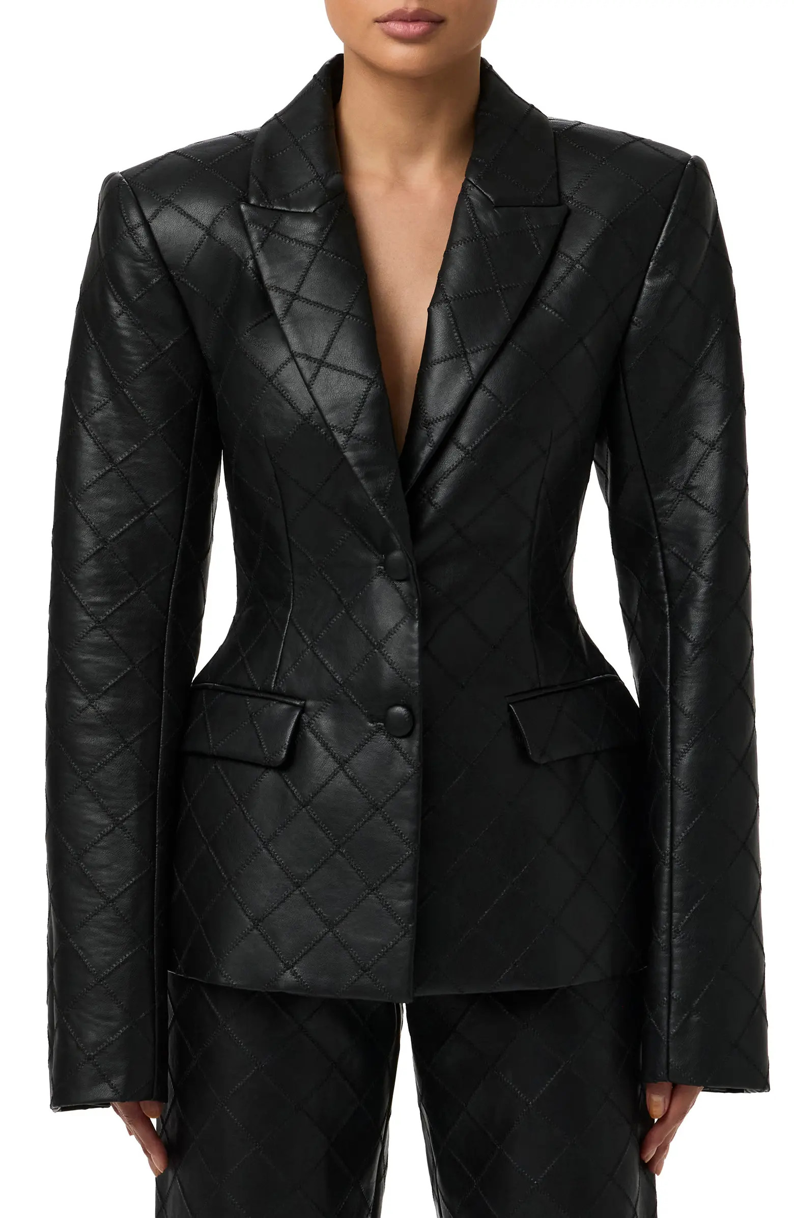 Stitched Faux Leather Blazer | Nordstrom