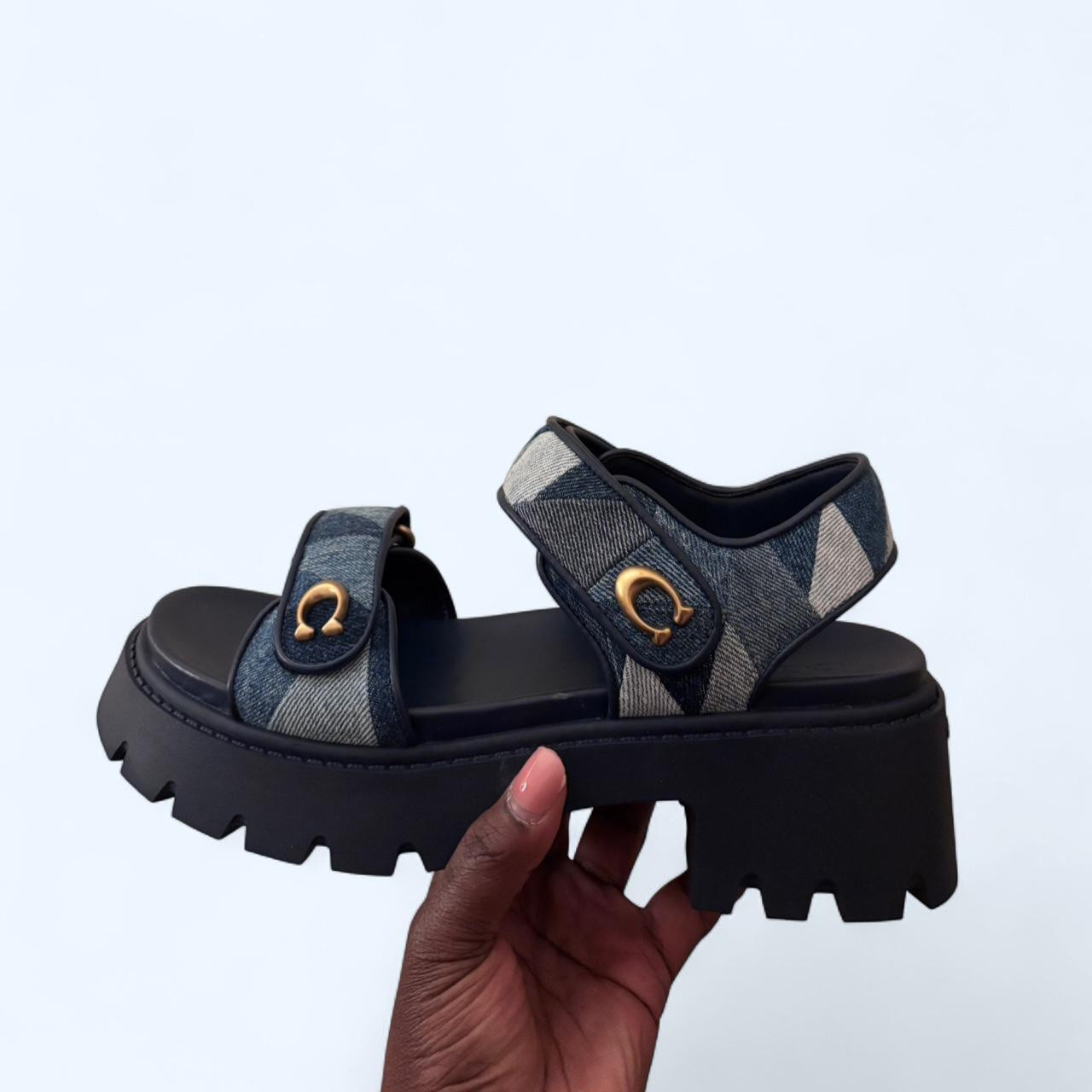 Coach Women's Sandals - Blue/Navy - US 8.5 | Depop US