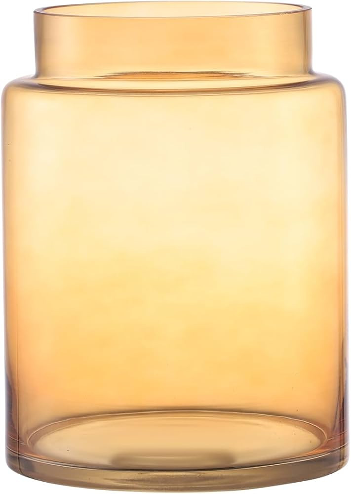 Large Glass Vase, 7 Inch Flower Vase, Glass Flower Vase for Bouquet, Amber Vase, Tall Vase, Wide ... | Amazon (US)