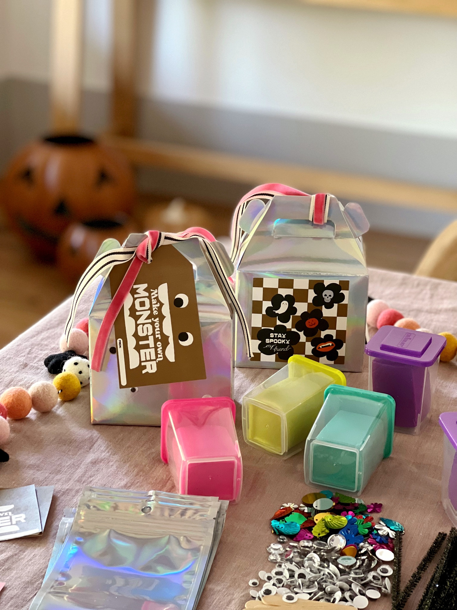 Monster classroom treats! 
Create your own monster boxes. 
Included: 
Play dough, googly eyes, beads, pipe cleaners, wooden craft supplies, jewels, and large sequins. 
Printable tags can be found in my small shop threadmama.com and were printed on 100 lb cardstock.  (Can search “monster tag”)

A few of the craft supplies I already had from past projects. So that worked out well!  Simple to piece together and my daughter was so excited about the idea! 

Little monster kits for all her little friends! 

#LTKHalloween #LTKparties #LTKkids