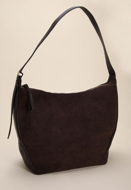 Womens Chocolate Brown Suedette Shoulder Bag | Peacocks
