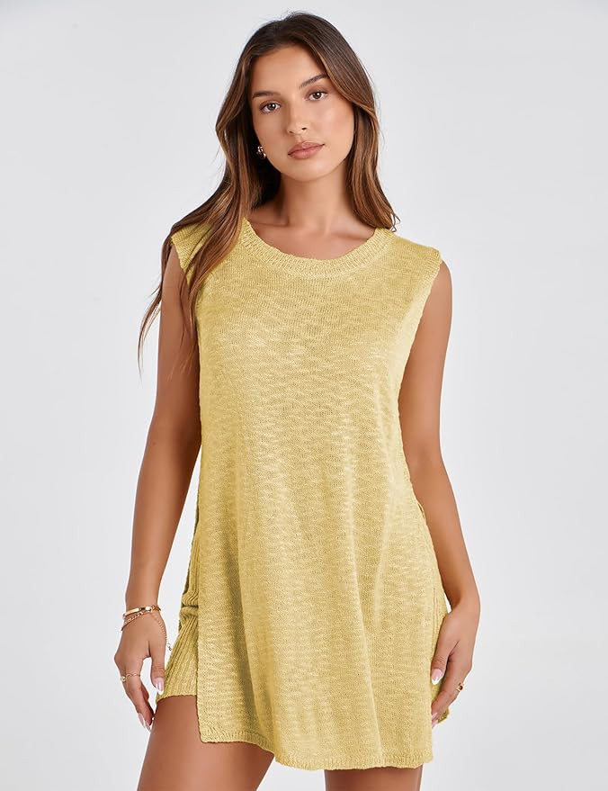 Bianstore Women's Summer Sweater Set Sleeveless Knit Pullover Top Matching Shorts 2 Piece Beach V... | Amazon (US)