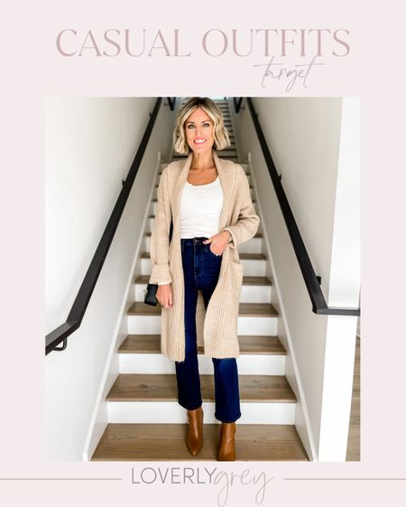 This cardigan is on sale 👏 I love the length of it! I’m wearing an XS/S! Wearing a 2 in the jeans - size up! 

Loverly Grey, fall outfit ode

#LTKSeasonal #LTKstyletip #LTKsalealert