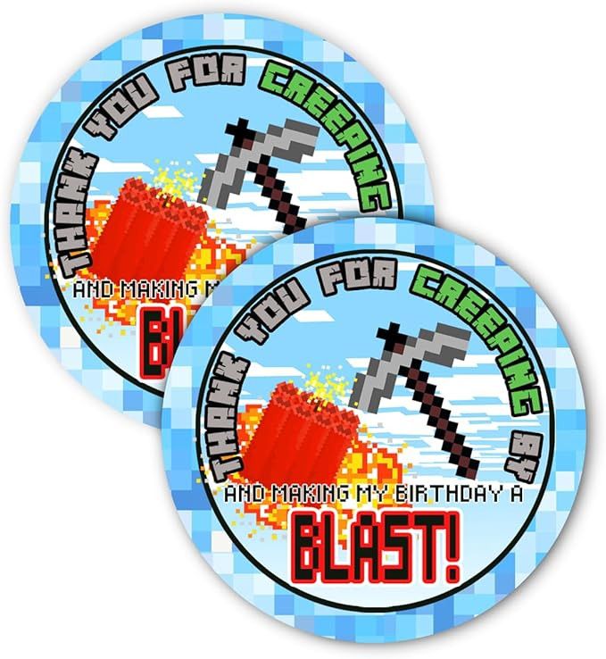 Pixel Party Favor Stickers - 20 Favor Bag Stickers - Pixel Thank You Tag - Pixel Party Supplies -... | Amazon (US)