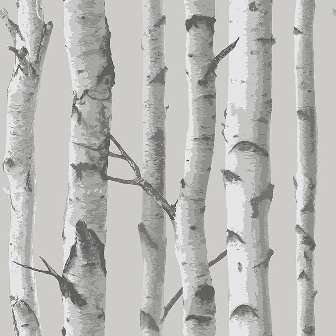 NuWallpaper NU1694 Mountain Birch Grey Peel & Stick Wallpaper | Amazon (US)