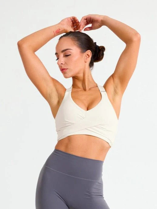 Candy Wrap Sports Bra - Oatmilk | Buffbunny