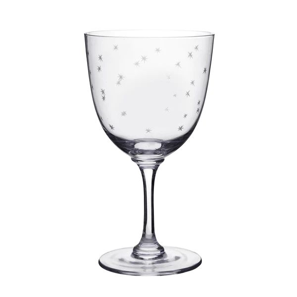 A Set Of Six Crystal Wine Glasses with Stars Design | The Avenue