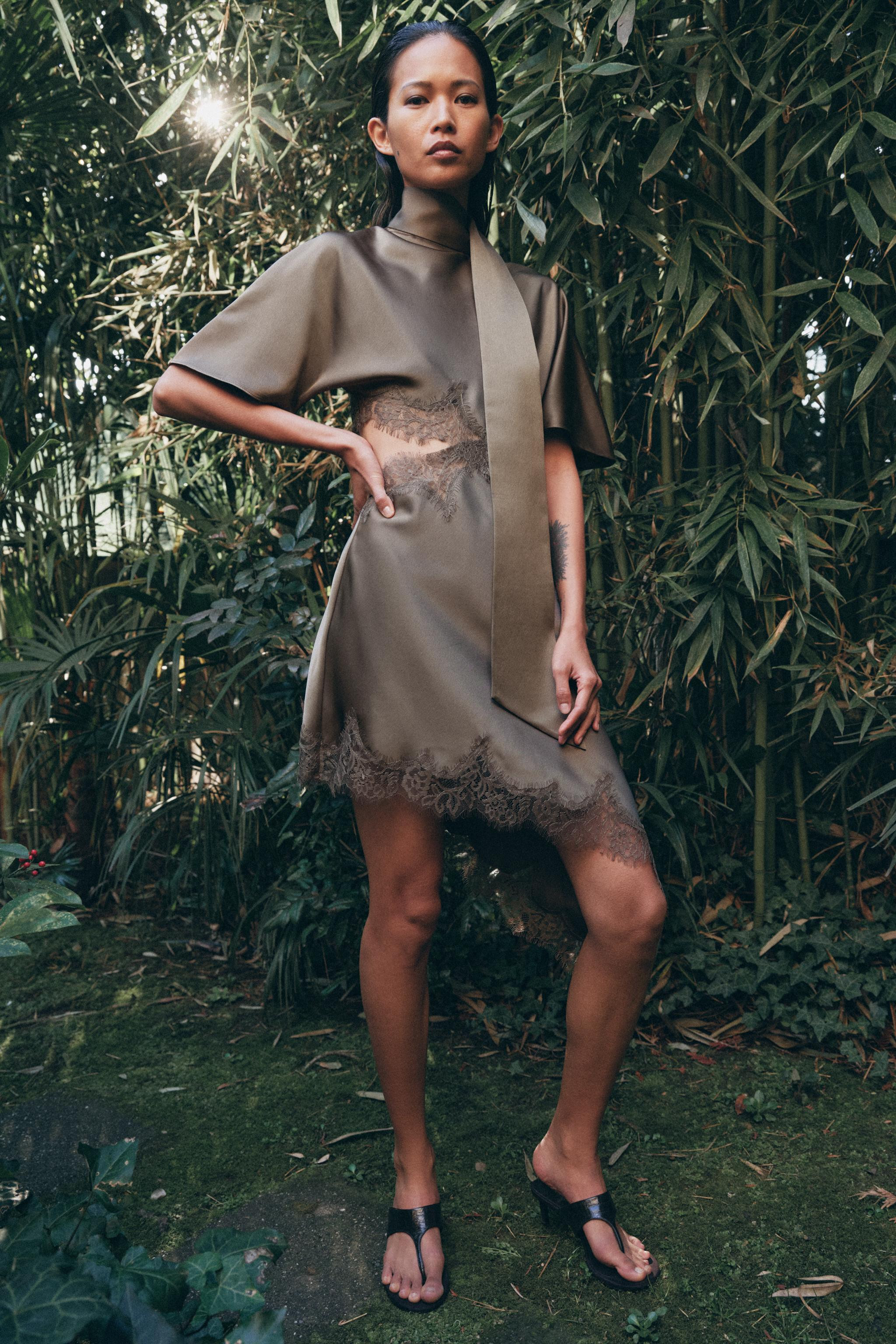 ZW COLLECTION SATIN LACE DRESS | Zara UK