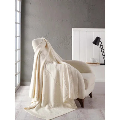 Lacashmere Wool Throw Charlton Home® Color: Cream | Wayfair North America