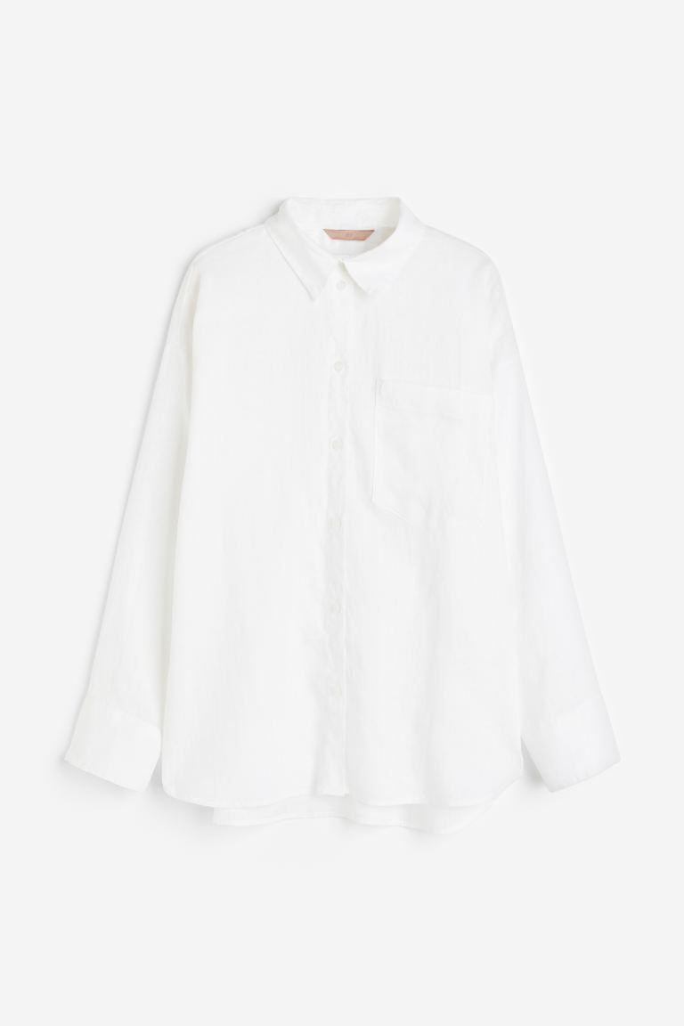 Oversized Bluse aus Leinenmix - Weiß - Ladies | H&M DE | H&M (DE, AT, CH, NL, FI)