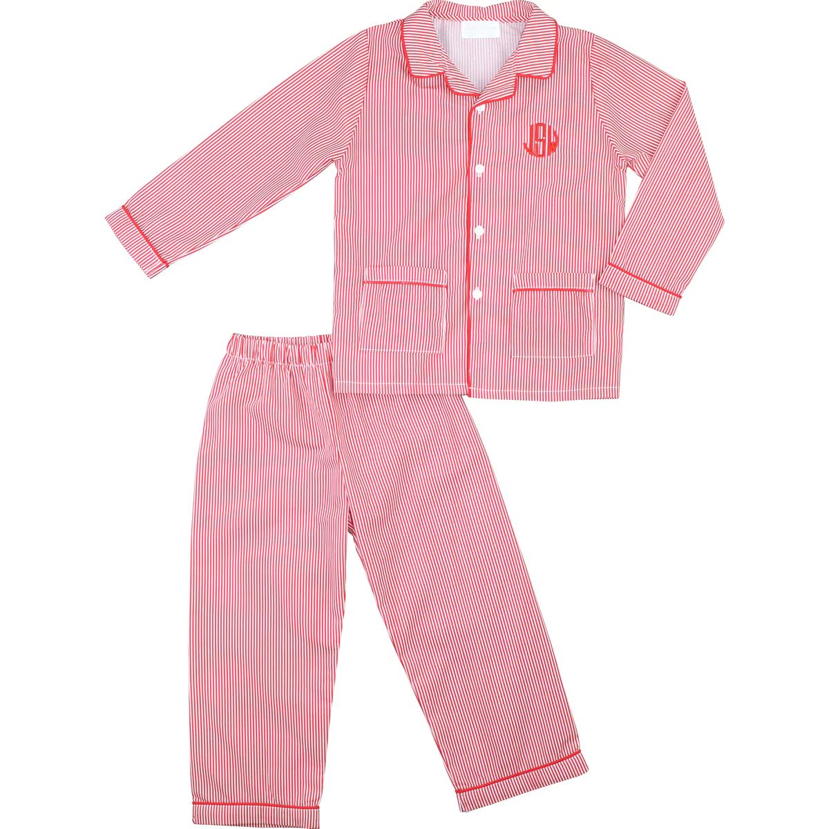 Red And White Stripe Button Down Pajamas | Eliza James Kids