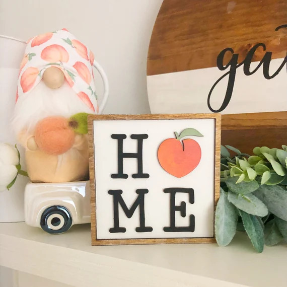 Home peach sign, tiered tray decor | Etsy (US)