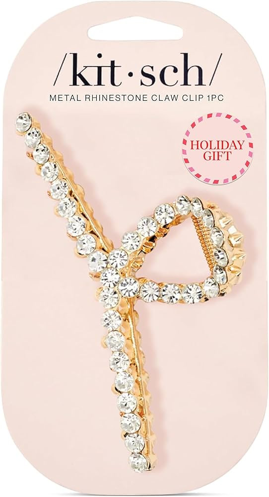Kitsch Gold Loop-Shaped Hair Clip for Women with Rhinestones - Durable Metal, Strong Hold, & Eleg... | Amazon (US)