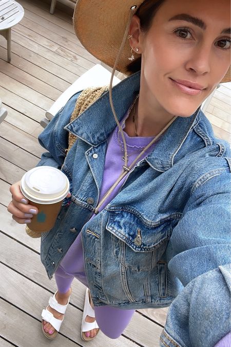 FASHION \ off to breakfast at the beach! All purple look paired with a classic denim jacket💁🏻‍♀️

Mom outfit
Errands 
Activewear 

#LTKStyleTip #LTKFindsUnder100