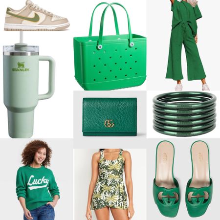 St. Patrick’s Day Green Accessories Outfit Idea
Lounge set
Amazon finds
Gucci leather slide on sandals
Logo
Small wallet
Card
Budhagirl bangles
Dark green 
Kelley green
Large bogg bag
Nike low dunks
Lucky sweater
Target finds
Grass green
Mint 
Stanley cup 40 oz
Light green
One piece palm print dress swimsuit 
Old navy
Spring break
What to pack 

#LTKtravel #LTKshoecrush #LTKitbag