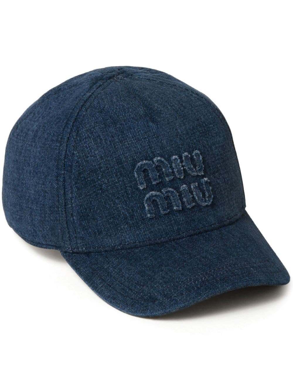 Miu Miu logo-embroidered denim cap - Blue | Farfetch Global