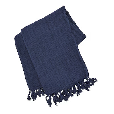 allen + roth Navy Blue 50-in x 60-in Cotton Throw | Lowe's