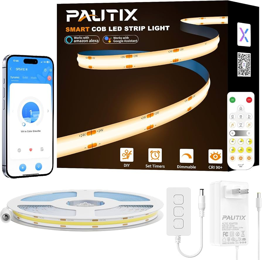 PAUTIX LED Strip Warm White 20ft/6.1m,Smart LED Strip Light Kit Compatible with Alexa/Google Assi... | Amazon (US)