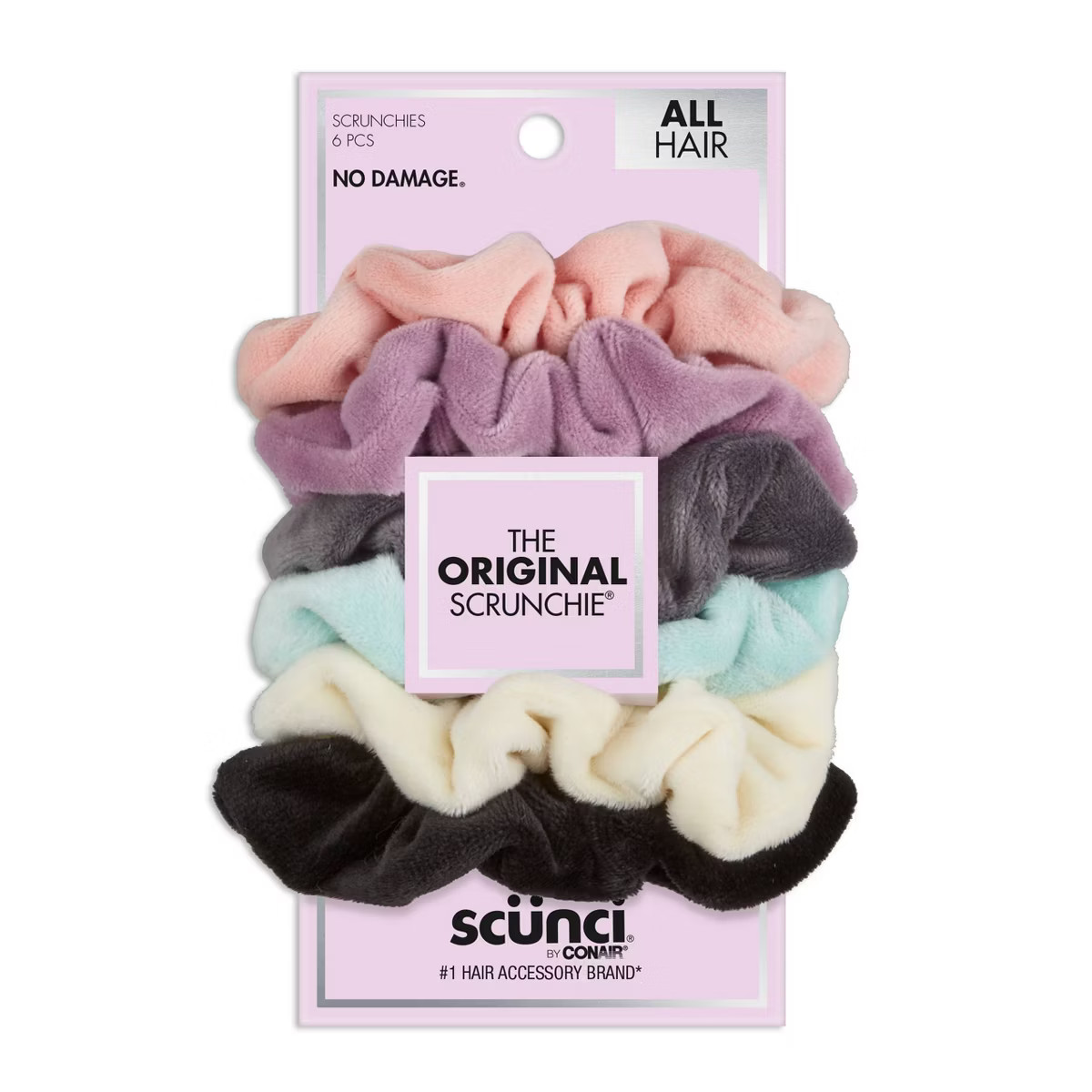 scünci No Damage Plush Velour Scrunchies - Neutral - All Hair - 6pcs | Target