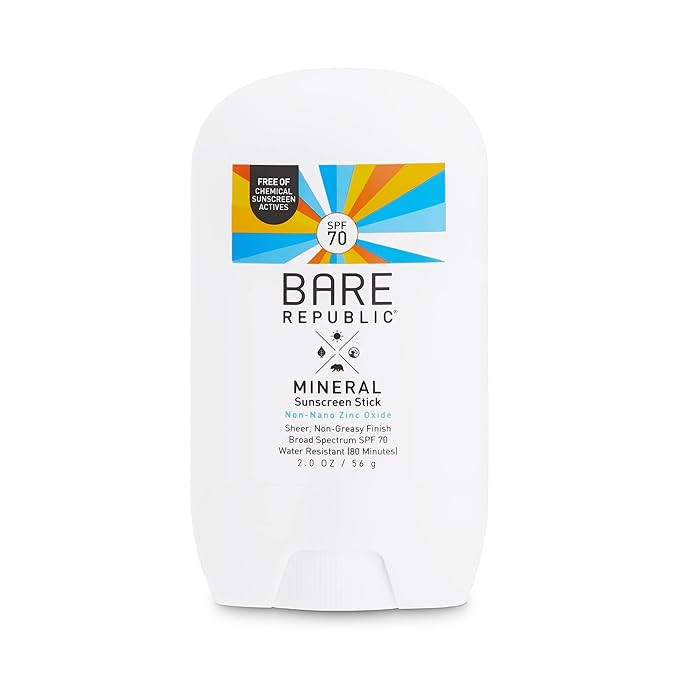 Bare Republic Mineral Sunscreen SPF 70 Sunblock Stick, Sheer and Non-Greasy Finish, Unique Teardr... | Amazon (US)