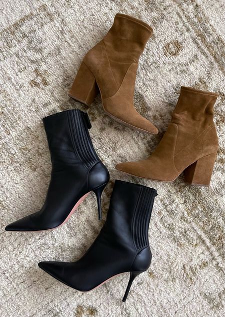 Fall boots, black leather booties, brown suede boots 

#LTKSeasonal #LTKshoecrush