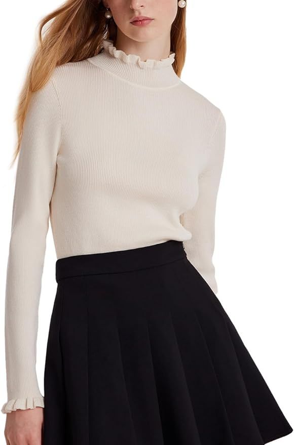 GOELIA Machine Washable Wool Sweater for Women Long Sleeve Pullover Lightweight Sweater Top | Amazon (US)