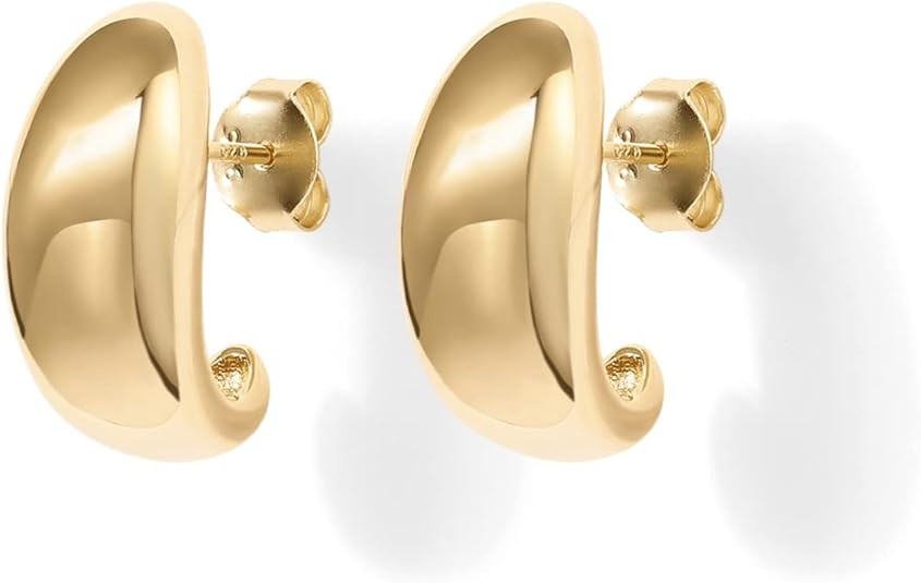 PAVOI 14K Gold Plated Sterling Silver Post Huggie Earrings | Gold Dome Huggie Hoop Earrings for W... | Amazon (US)