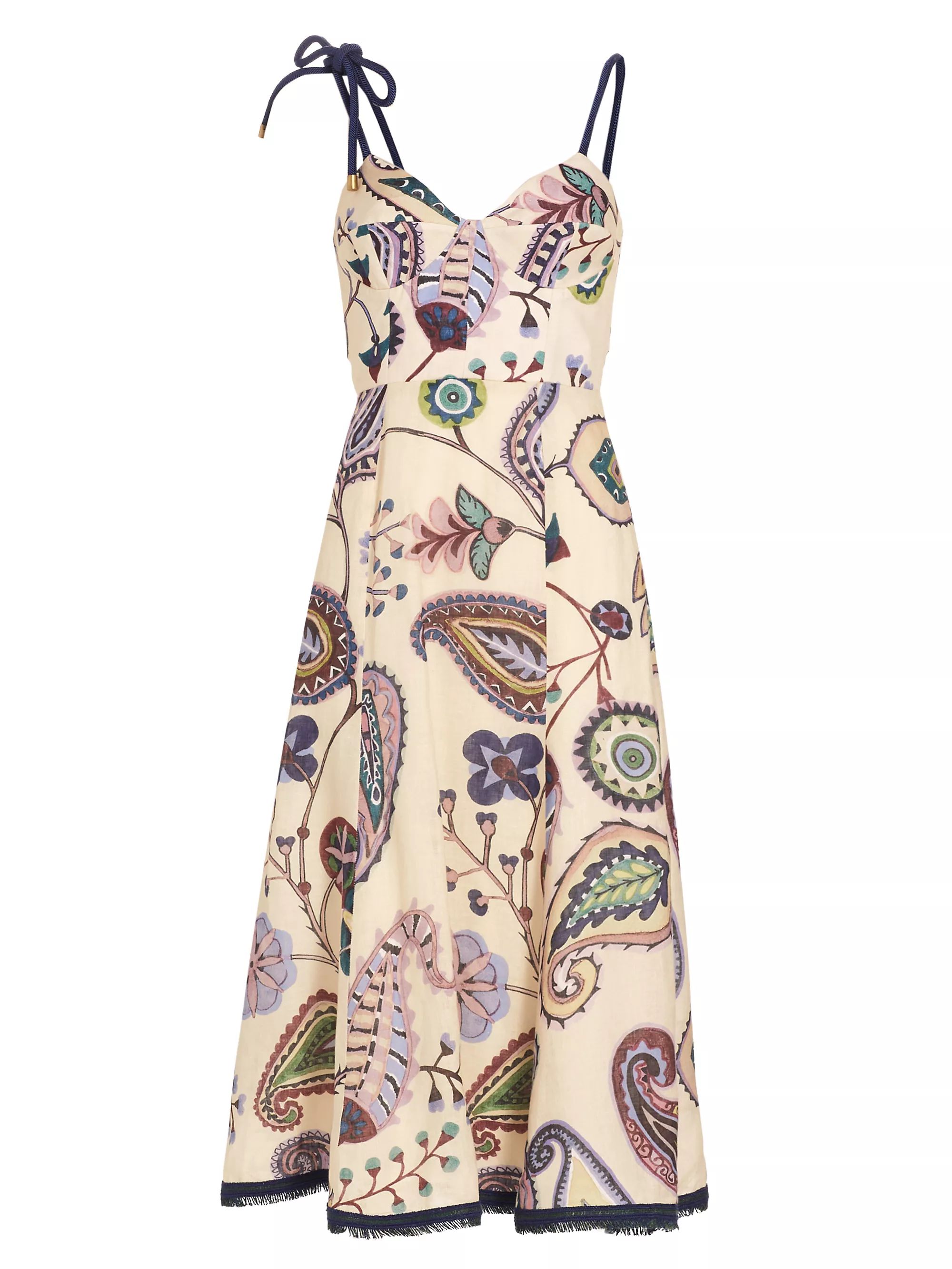 Dalil Linen Paisley Midi-Dress | Saks Fifth Avenue