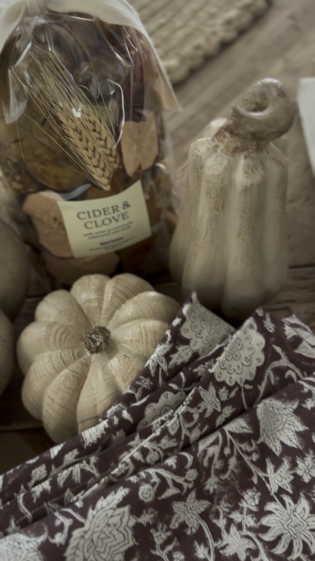 Some of the beautiful items I picked up at World Market today! I would say very pottery barn, classic , timeless fall decor! Love the block print napkins so much, and the pumpkins are gorgeous! 

#LTKFallSale #LTKHome #LTKVideo