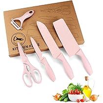 5 Pieces of Kitchen Knives Set Include 3 Kitchen Knives 1 Scissor & 1 Peeler Stainless Steel Non-Sti | Amazon (US)