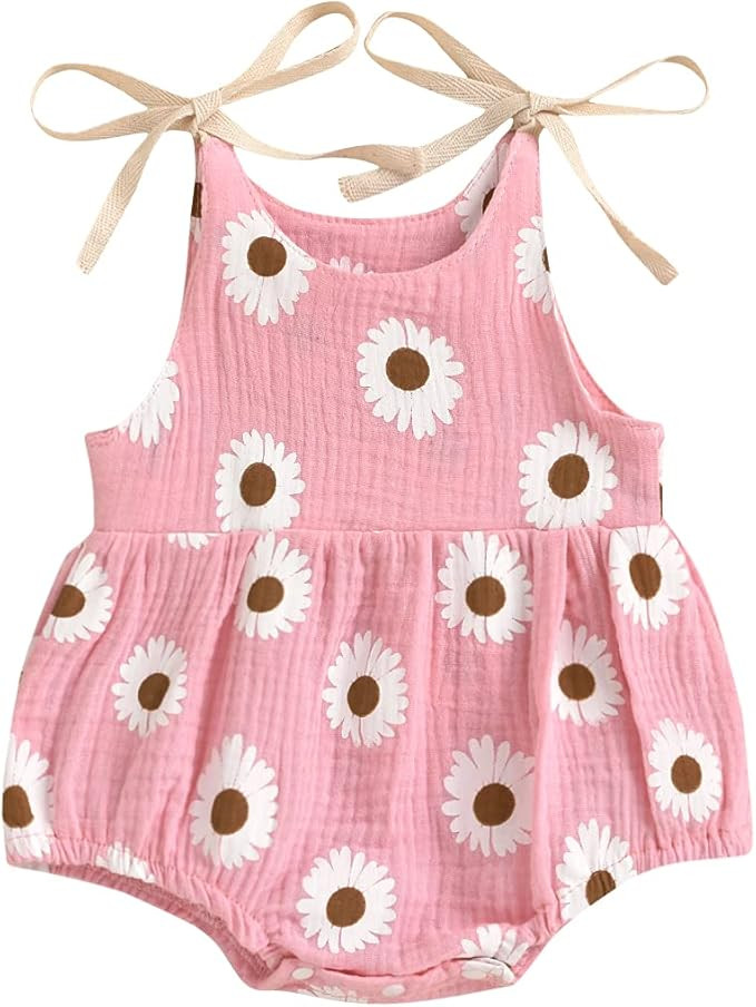 JLKGICF Infant Newborn Baby Girl Floral Romper Kids Spaghetti Strap One Piece Jumpsuit Shorts Tod... | Amazon (US)