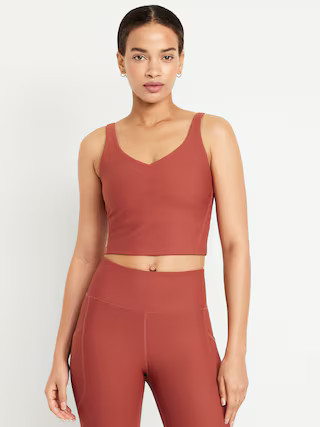 Light Support PowerSoft Rib Longline Sports Bra | Old Navy (US)