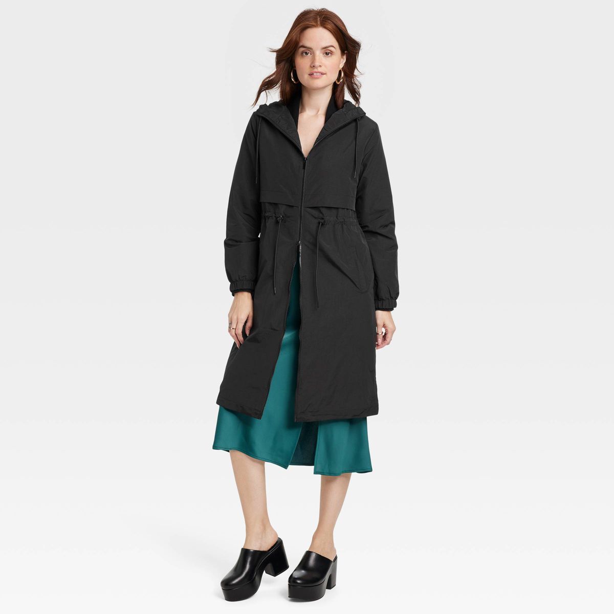 Women's Relaxed Fit Trench Rain Coat - A New Day™ Black | Target