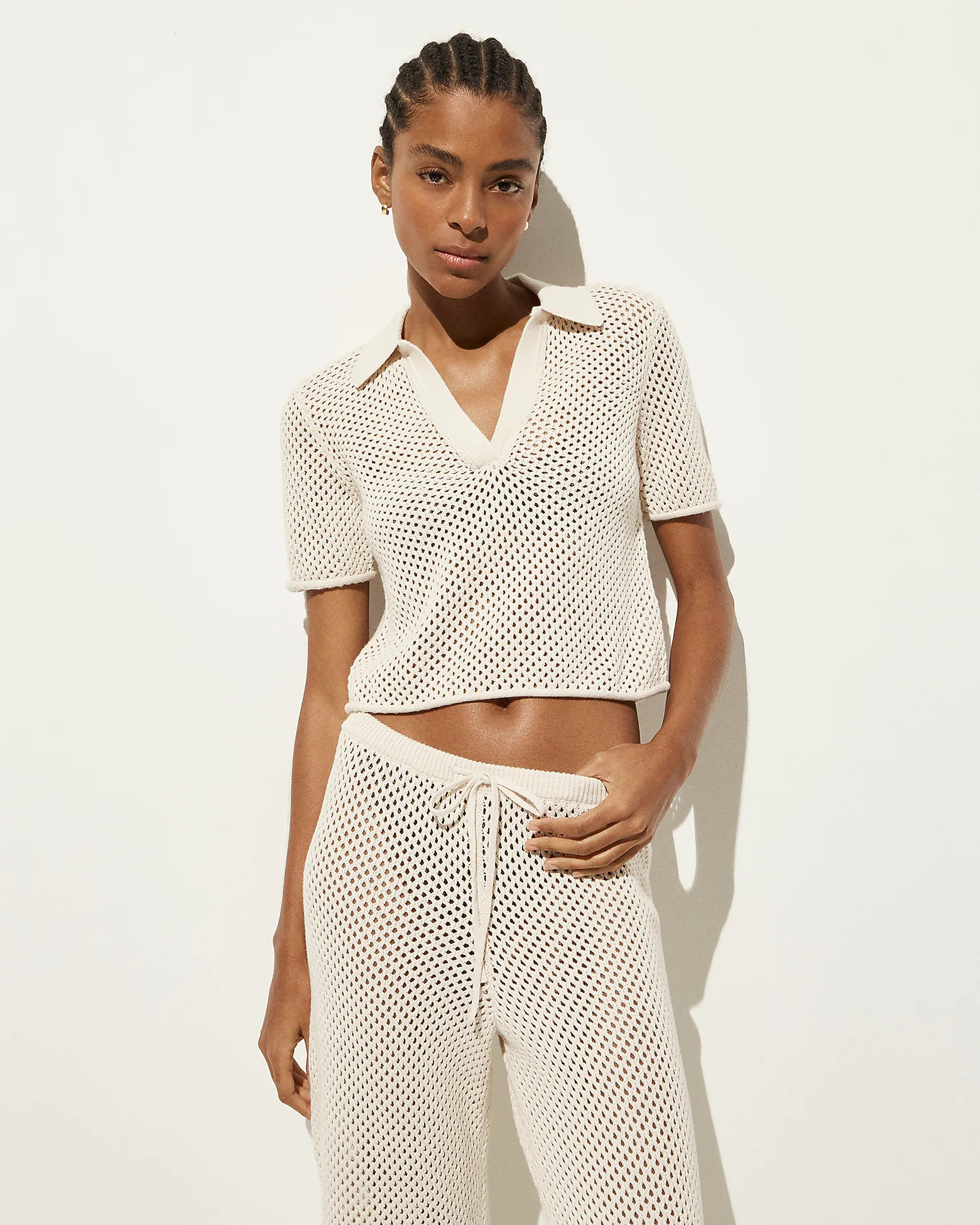 Crochet beach polo shirt in cotton | J. Crew US