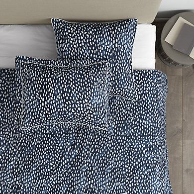 Thandie Watercolor Spotted Sham with Linen Cotton Blend & Contrasting Pipe Edge | Ballard Designs, Inc.