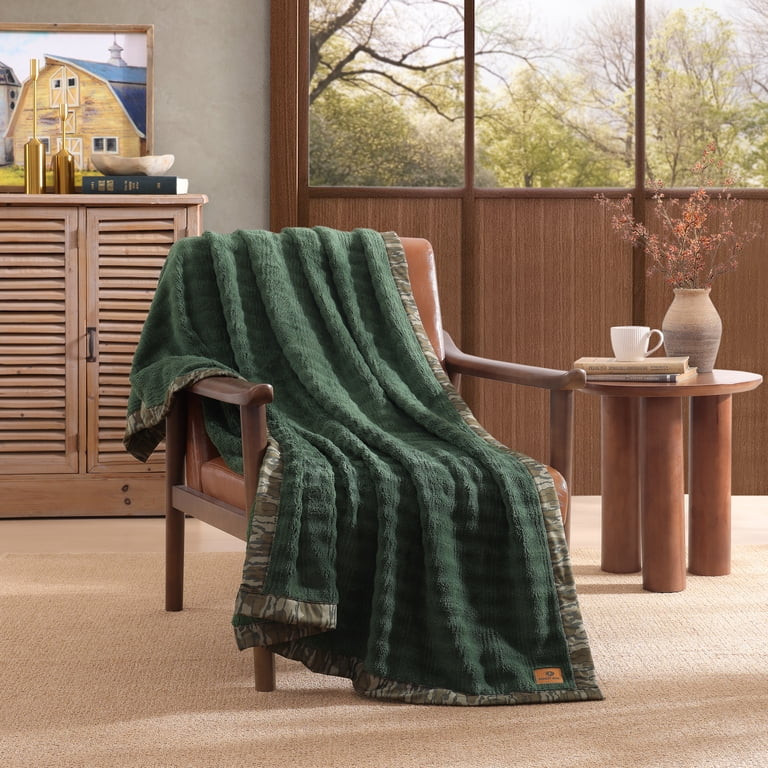 Mossy Oak Jacquard Sherpa Throw, 50”x60”, Green Forest | Walmart (US)